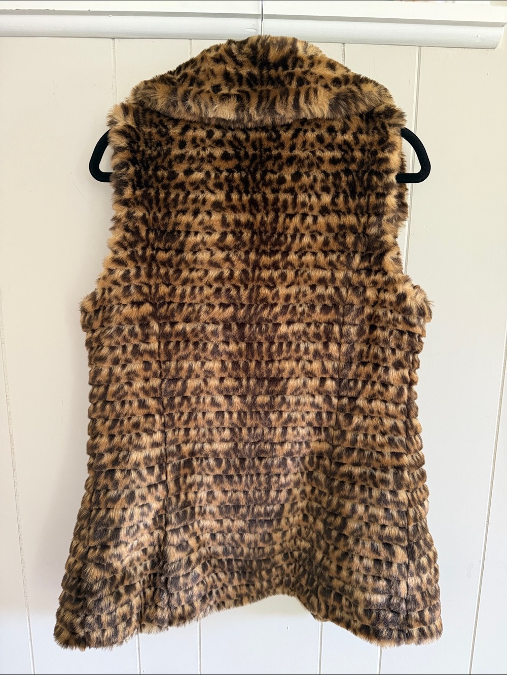 Dennis Basso Faux Fur Leopard Vest Size XS Mob Wife Winter Glam Boho - Picture 6 of 12